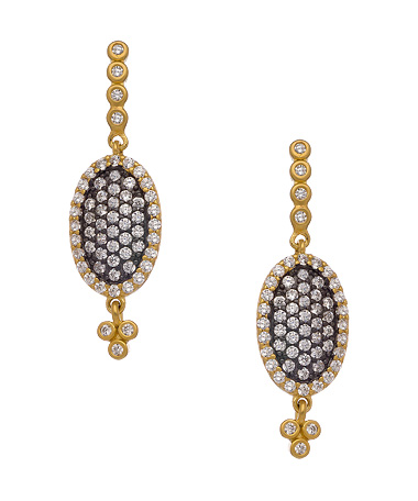 Freida Rothman Small Pave Oval Drop Earrings