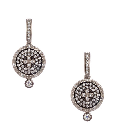 Freida Rothman Small Clover Pave Disc Drop Earrings