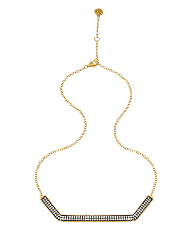 Freida Rothman Black Stone Pave Shield Pendant Necklace