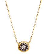 Belargo Round Gold Vermeil Studded Disk Pendant Necklace