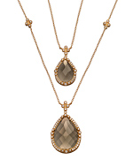 Belargo Gold Double Smoky CZ Teardrop Pendant Necklace