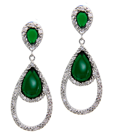 Gala Emerald Classic Elegance Double Teardrop Earrings