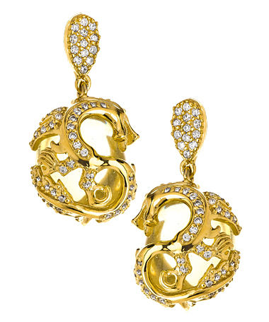 Gala Lemon Quartz Amulet Dragon Earrings