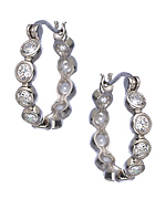 Genevive by CZC Sterling Silver and Bezel Set CZ Hoop Earrings