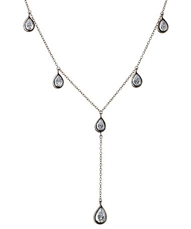 Genevive by CZC Bezel Tear Drop Pear Necklace