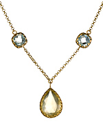 Genevive by CZC Lemon Quartz Blue Topaz Necklace