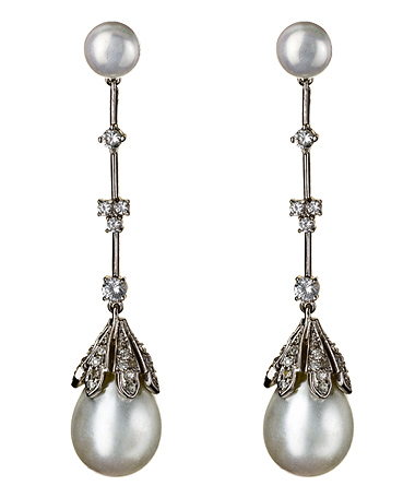 Genevive by CZC White Teardrop Pearl and CZ Drop Earrings