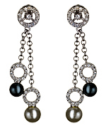 Genevive by CZC White and Grey Pearl Dangling Earrings