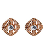 Genevive by CZC CZ Diamond Shaped Rose Earrings