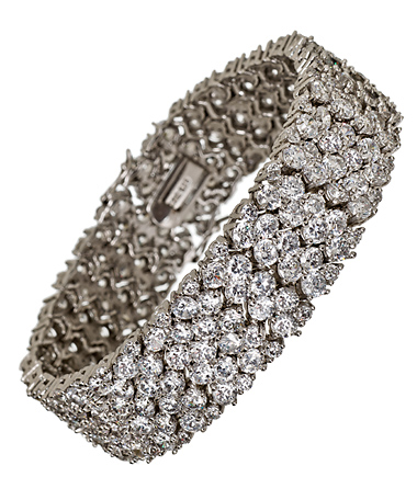 Genevive by CZC Cubic Zirconia Five Row Flat Bracelet