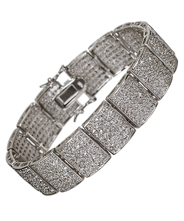 Genevive by CZC Wide Square Link Pave Bracelet