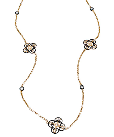 Genevive by CZC Lace Deco Two-tone and CZ Necklace