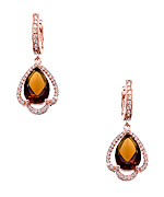 Genevive by CZC Rose Gold CZ and Smoky Topaz Teardrop Earrings
