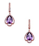 Genevive by CZC Rose Gold CZ and Amethyst Teardrop Earrings