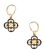 Genevive by CZC Lace Deco Black Gold and CZ Earrings
