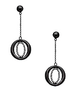 Genevive by CZC Gunmetal and CZ Long Drop Earrings
