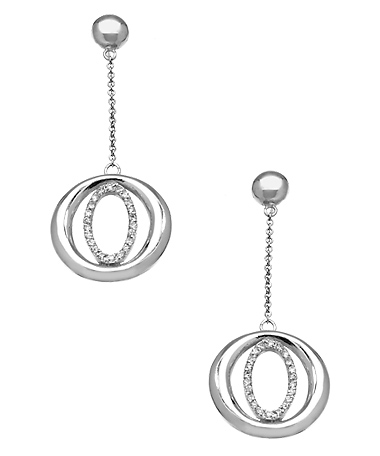 Genevive by CZC Silver and CZ Long Drop Earrings
