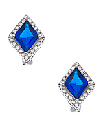 Genevive by CZC Silver Clear and Sapphire CZ Diamond Shaped Earrings