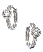 Genevive by CZC Silver and CZ Cable Hoop Earrings