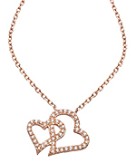 Genevive by CZC Double Heart with CZ Micro Pave Pendant Necklace