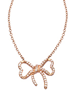 Genevive by CZC Rose Gold and CZ Micro Pave Bow Pendant Necklace