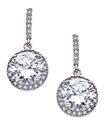 Genevive by CZC Round CZ Drop Earrings