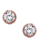 Genevive by CZC Rose Gold Button CZ Earrings