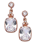 Genevive by CZC Rectangle CZ Drop Earrings