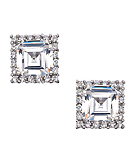 Genevive by CZC Square CZ Stud Earrings