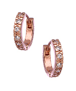 Genevive by CZC CZ Studded Tiny Hoop Earrings