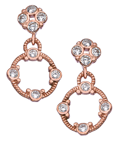 Genevive by CZC CZ Station Drop Hoop Earrings