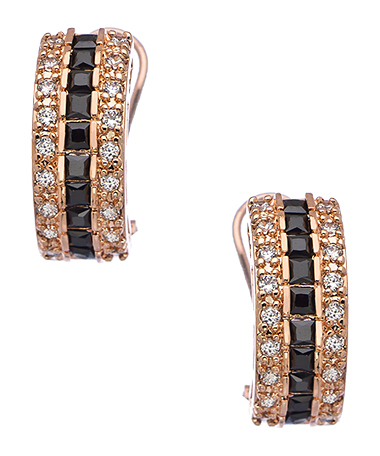 Genevive by CZC Rose Gold and CZ Triple Row Hoop Earrings