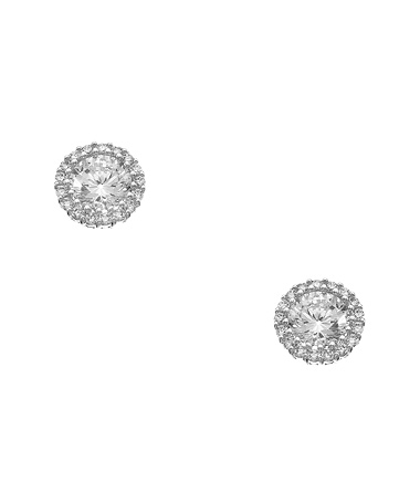 Genevive by CZC Sterling Silver and CZ Round Stud Earrings
