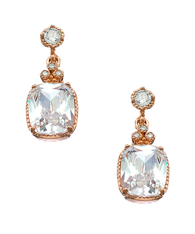 Genevive by CZC Rose Gold and CZ Square Drop Earrings