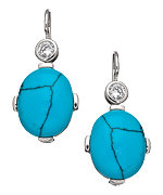 Giorgio Martello Milano Oval Turquoise CZ Drop Earrings