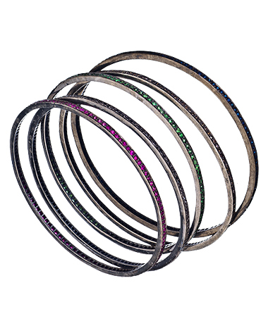 Hari Jewels Silver Jeweled Bangles