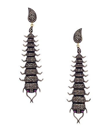 Haridra Diamond Centipede Earrings