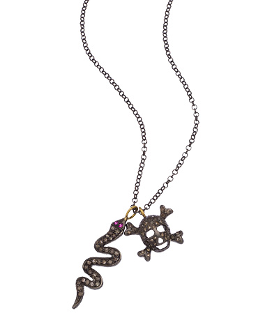 Haridra Snake and Skull and Crossbones Necklace