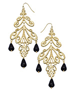 Harrison Morgan Gold and Onyx Three Tier Channel Earrings
