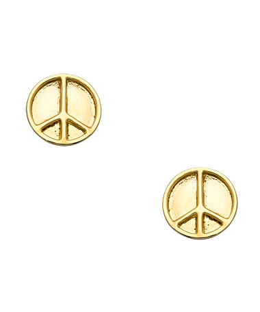 Harrison Morgan Gold Peace Sign Stud Earrings