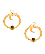 Heather Benjamin Mexican Geode Gold Hammered Hoop Earrings
