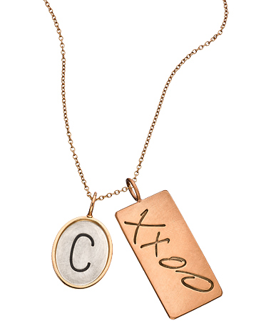 Heather Moore XXOO Initial Disc Necklace