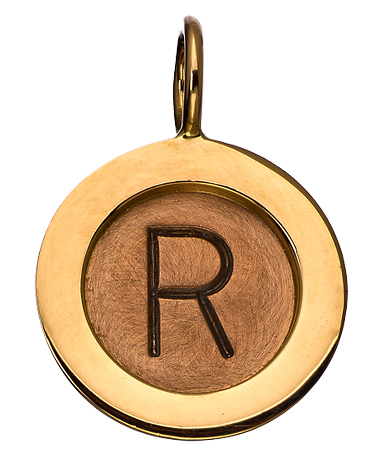 Heather Moore 14k Gold Round Wide Frame Initial Charm