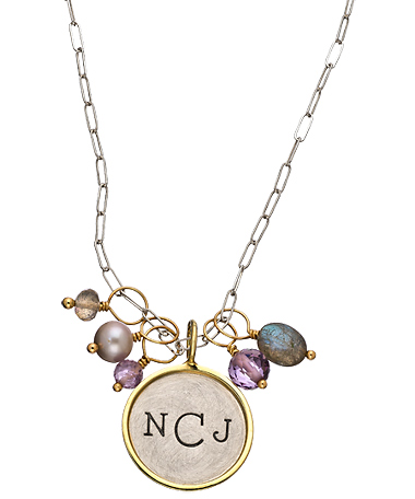 Heather Moore Gemstone Cluster Monogram Necklace