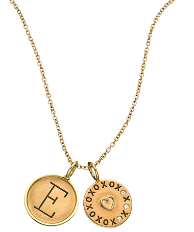 Heather Moore Initial Disc XOXO Diamond Disc Necklace