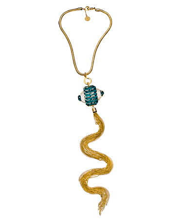 Holy Harlot Gold and Snakeskin Deco Tassel Necklace