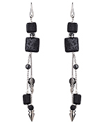 House of Cach Black Lava Rock Shoulder Duster Earrings
