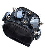 House of Cach Silver Spike and Italian Leather Cuff Bracelet