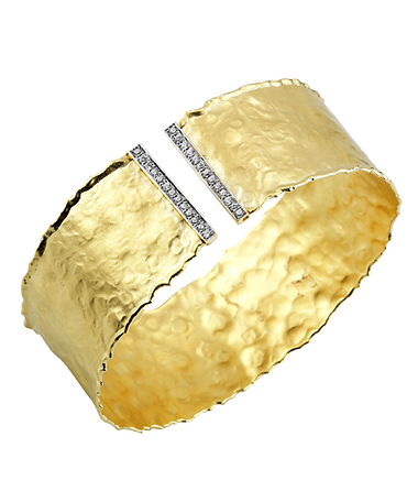 I. Reiss Split Diamond Bar Gold Cuff