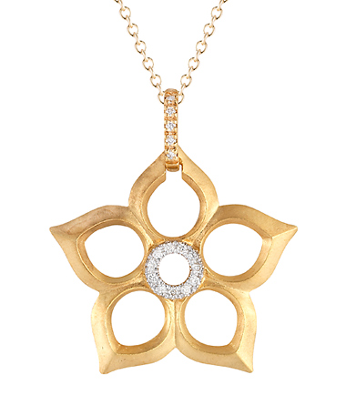 I. Reiss Diamond Center Flower Pendant Necklace